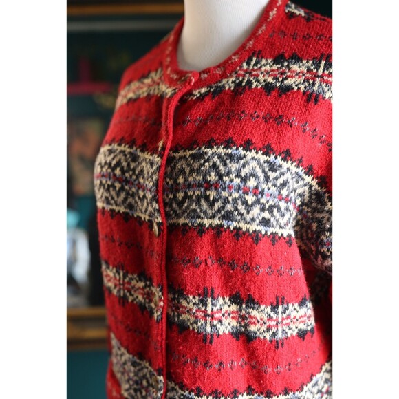 Vintage Hunt Club Button Down Sweater Cardigan Fair Isle Wool Blend Cottage L - Picture 6 of 12